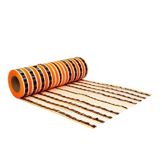 9.5" x 6yd. Orange & Black Stripes Easy Pull Mesh by Celebrate It®